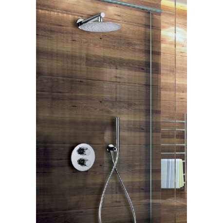 Kit de douche thermostatique avec mitigeur encastrable 2 fonctions -  Pommeau de douche 30 cm x 30 cm & douchette – Noir – Nox